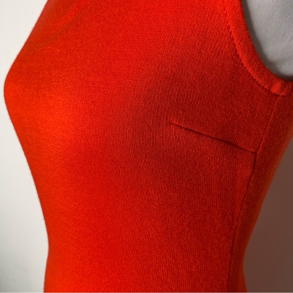 St. John Women's Red Cutout Sleeveless Knit Sheath Wool Mini Dress Size 0 - Picture 8 of 11
